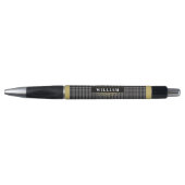 Stylo Élégant noir brillant gris or plaqué Monogramme (Devant)