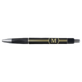 Stylo Élégant or Monogramme personnalisé sur noir (Devant)