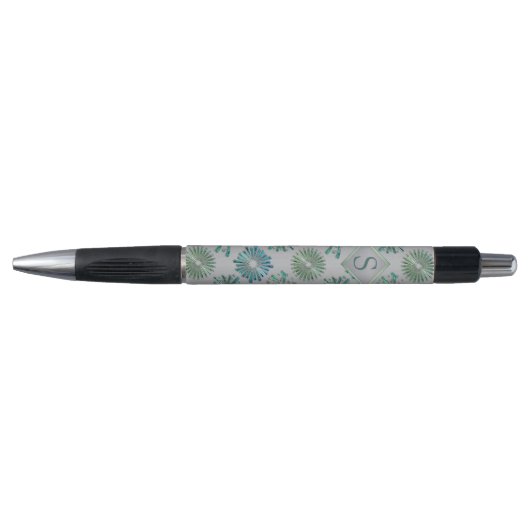Stylo Elegant Ornate Blue Green Pattern Monogram (Devant)