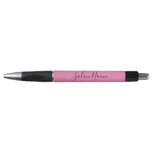 Stylo Élégant Pink Black Text Business Salon Nom Numéro