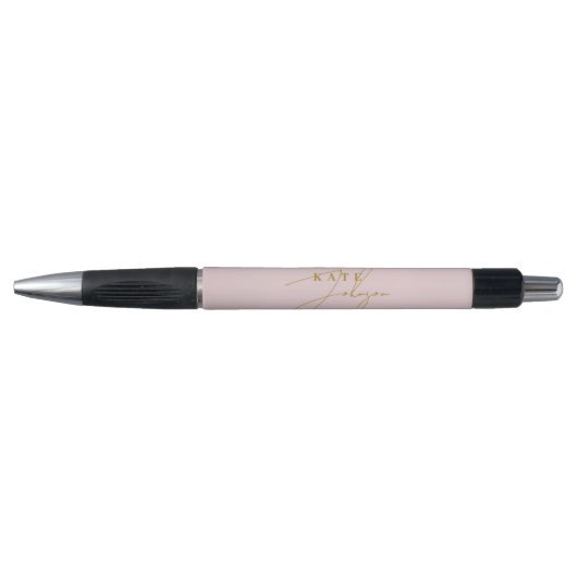 Stylo Élégant Pink Gold Signature Script Monogramme (Devant)