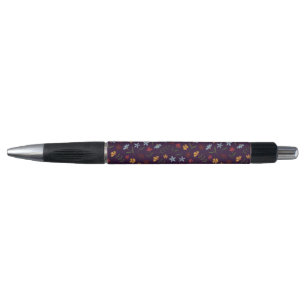 Stylo Elégante aquarelle violet motif floral