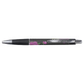 Stylo Élégante Fleurs violettes Art sur Monogramme noir (Dos)