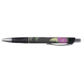 Stylo Élégante Fleurs violettes Art sur Monogramme noir (Bas)