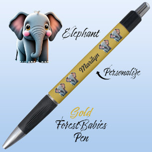 Stylo Elephant, Jungle Safari Bois Animal 🐘 Or