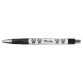 Stylo Elephant, mignonne Jungle Safari Bois Animal Blanc (Devant)