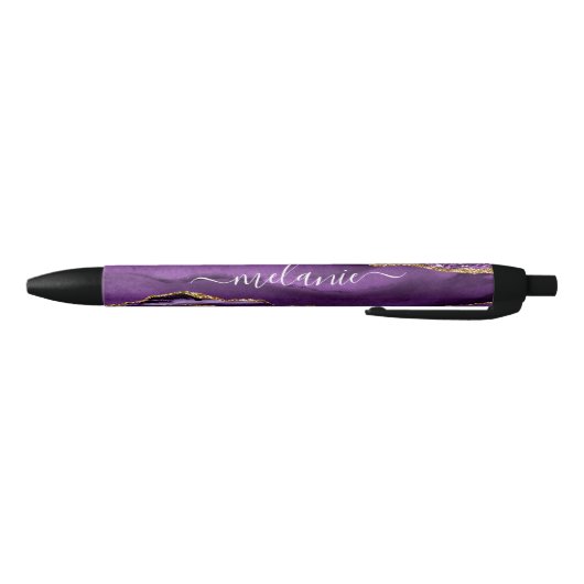 Stylo en marbre violet Parties scintillant or avec (Bas)