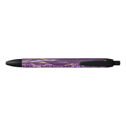 Stylo en marbre violet Parties scintillant or avec (Dos)