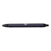 Stylo en or bleu marine avec logo (Devant)