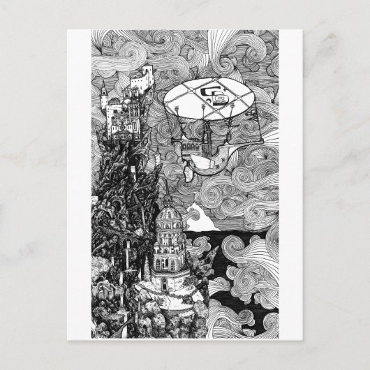 Stylo et encre Mountain Top Illustration Carte pos (Devant)