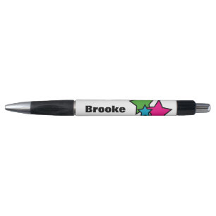 Stylo Étoiles Colorées Néoons Nom Personnalisé Fantaisis