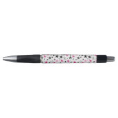Stylo Étoiles Roses Argent Noir (Devant)