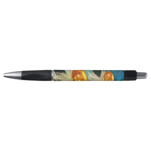 Stylo Fantômes Citrouilles vintages d'Halloween et chats (Devant)