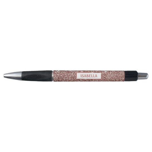 Stylo Faux Rose Parties scintillant or Texture Look & Cu (Devant)
