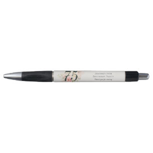 Stylo Faveurs de fête d'anniversaire 75 ans Roses Floral