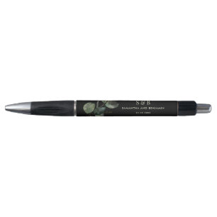 Stylo Faveurs de mariage à monogramme Eucalyptus aquarel