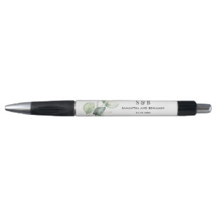Stylo Faveurs de mariage élégantes au monogramme aquarel
