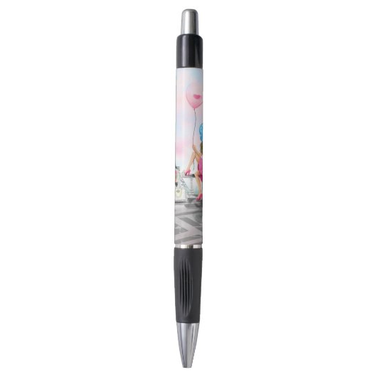 Stylo Femme avec Ballotte rose à Paris Tour Pen Eiffel (Devant (Vertical))