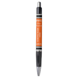 Stylo Fête de la Réunion de classe orange, noire et blan
