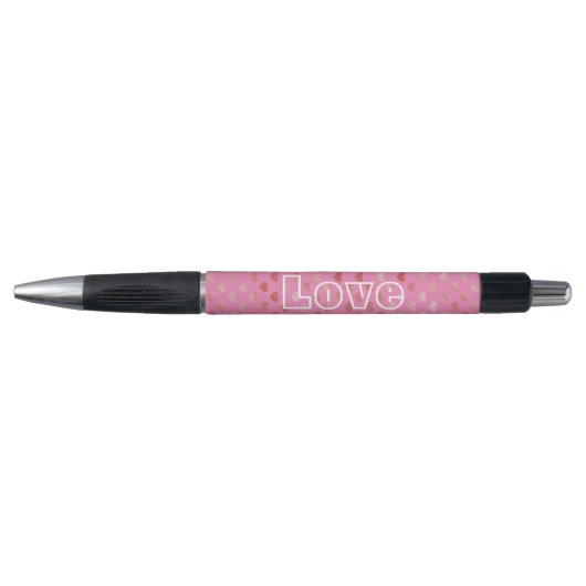 Stylo Fille rose Coeurs rouges Ombre (Devant)
