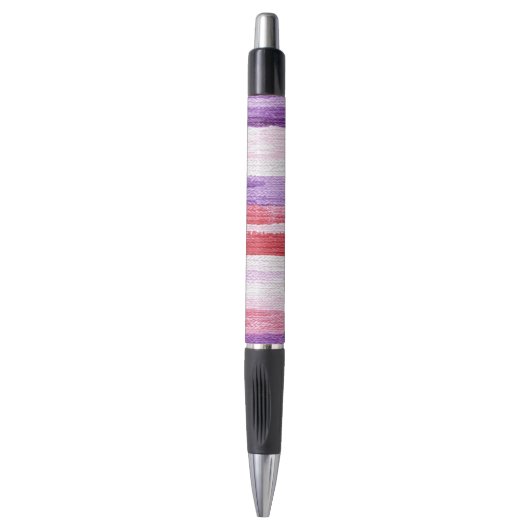 Stylo Fille violet rose rose rouge rayures Noël (Devant (Vertical))