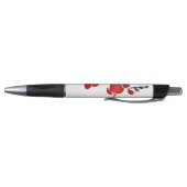 Stylo Fleur aquarelle rouge monogramme en cercle de cuiv (Bas)