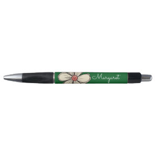 Stylo Fleur de doodle sucrée colorée nom personnalisé