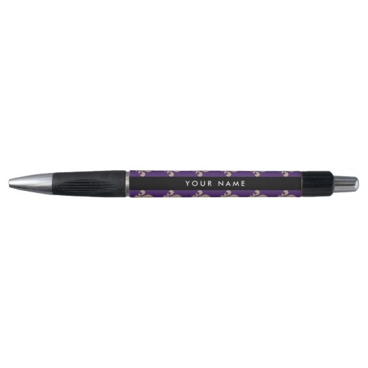 Stylo Fleur de Lis, Beige on Purple, Royal, Your Name (Devant)