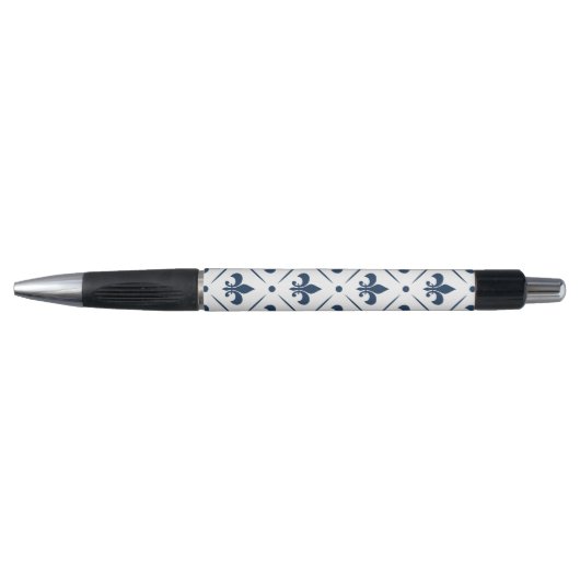 Stylo Fleur De Lis bleu foncé motif sur arrière - plan b (Devant)