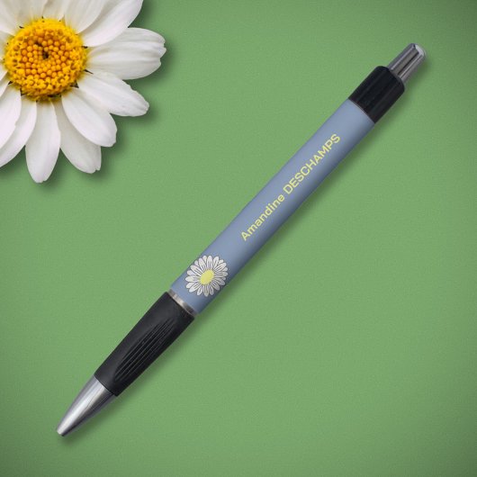 Stylo Fleur de marguerite botanique bleu