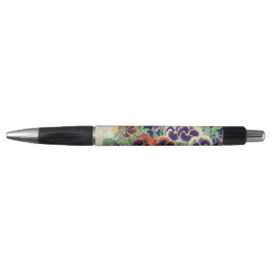 Stylo Fleur de Pensée Japonaise Vintage Ukiyo-e Botaniqu