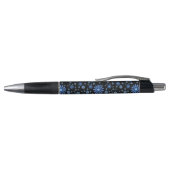 Stylo Fleur de pouvoir bleu et noir rétro floral (Haut)