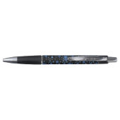 Stylo Fleur de pouvoir bleu et noir rétro floral (Dos)