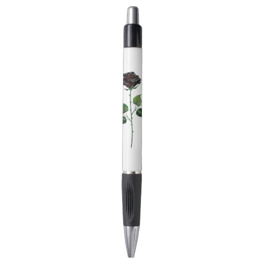 Stylo Fleur rose noire (Devant (Vertical))