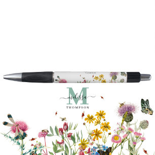 Stylo Fleur sauvage d'aquarelle Insectes Floral Spring G
