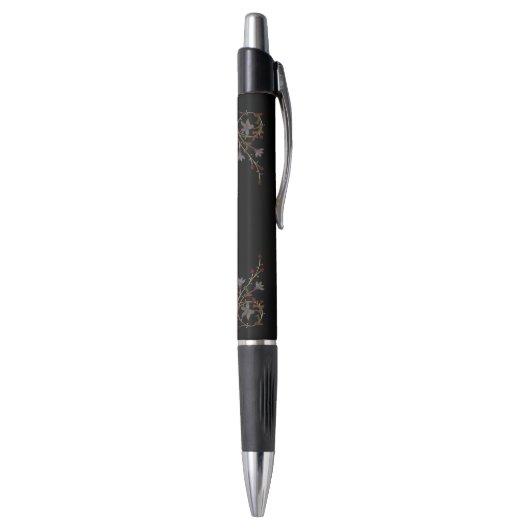 Stylo Fleurs Art Déco sur fond noir (Bas (Vertical))
