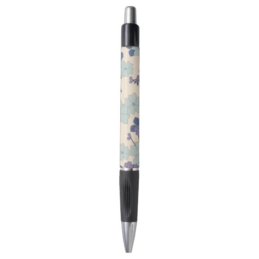 Stylo Fleurs Bleues, Fleurs Violettes, Motif Floral (Devant (Vertical))