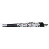 Stylo Fleurs Colorées, Fond Bleu, Noir (Haut)