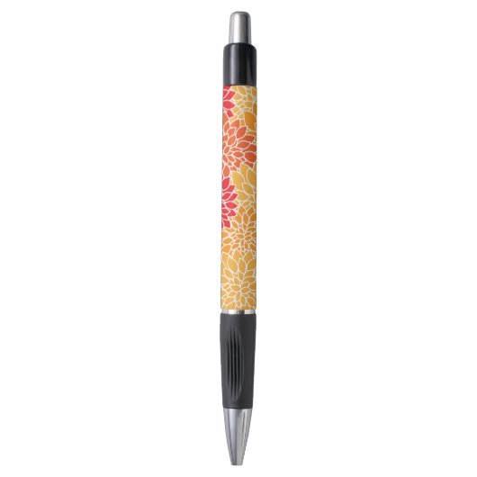 Stylo Fleurs Dahlia, Motif De Fleurs, Dahlia Orange (Devant (Vertical))
