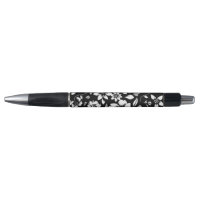 Fleurs de feuilles florales modernes noir blanc qu