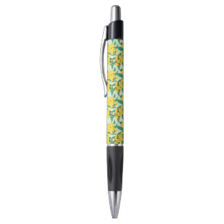 Stylo Fleurs de gomme jaune
