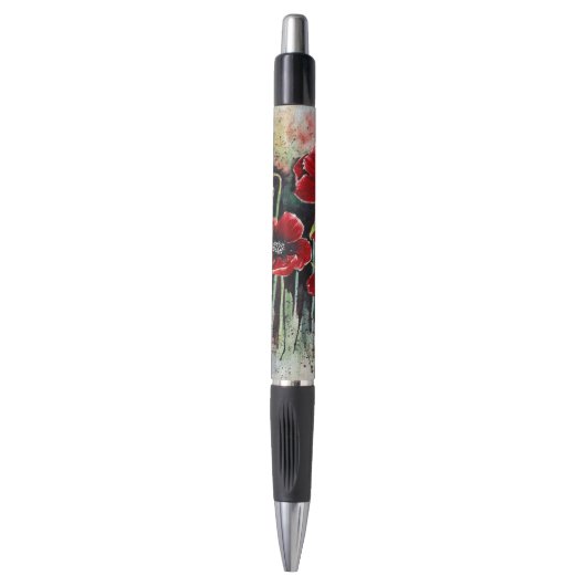 Stylo Fleurs De Pavot En Aquarelle (Devant (Vertical))