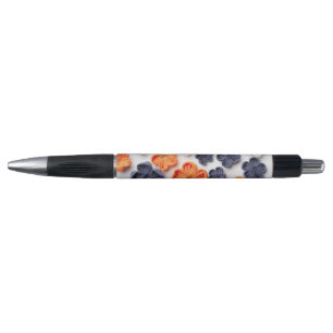 Stylo Fleurs en tissu cousu à la main printemps orange b