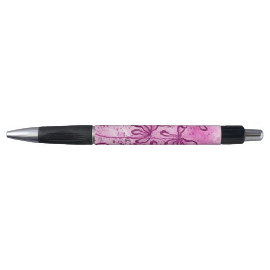 Stylo Fleurs encrées Abstraites Lys roses (Devant)