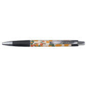 Stylo Fleurs Oranges, Motif Floral, Motif De Fleurs (Dos)