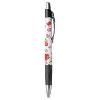 Stylo Fleurs rouges très délicates motif