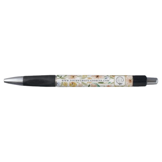 Stylo Fleurs sauvages aquarelle rustique Ajouter un logo (Devant)