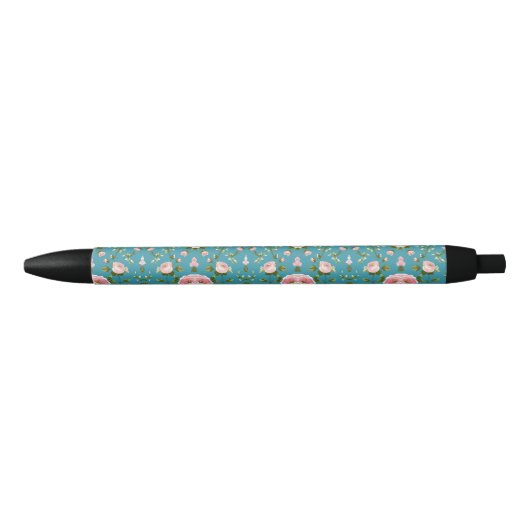 Stylo floral turquoise - Élégant pour l'école et l (Devant)