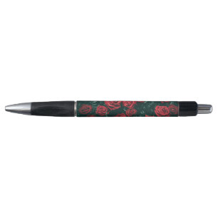 Stylo Fond à motif floral de roses rouges foncées lunati