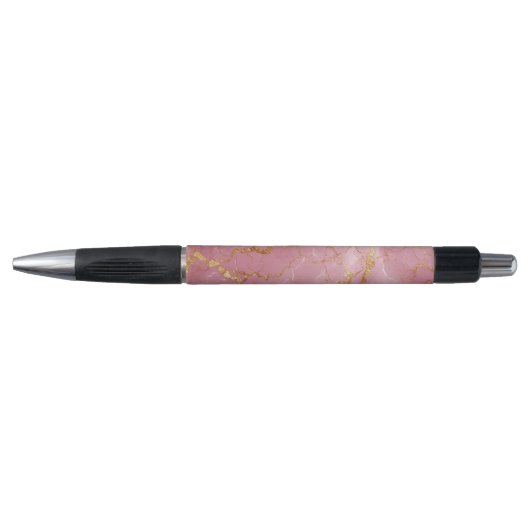 Stylo Fond de marbre rose avec veines dorées (Devant)